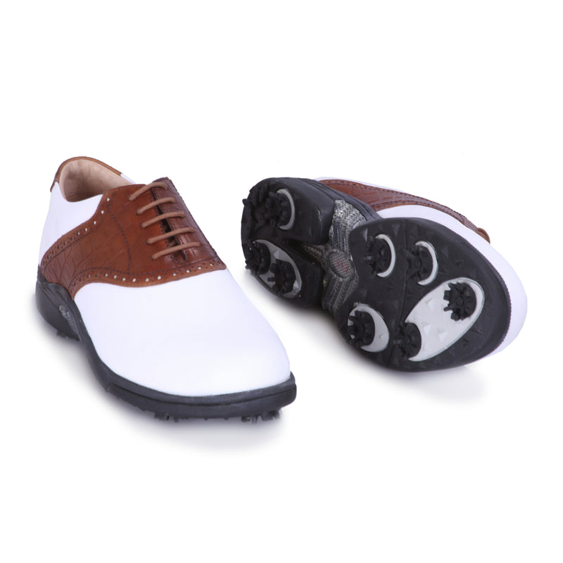 Tiger White & Tan Golf Shoes