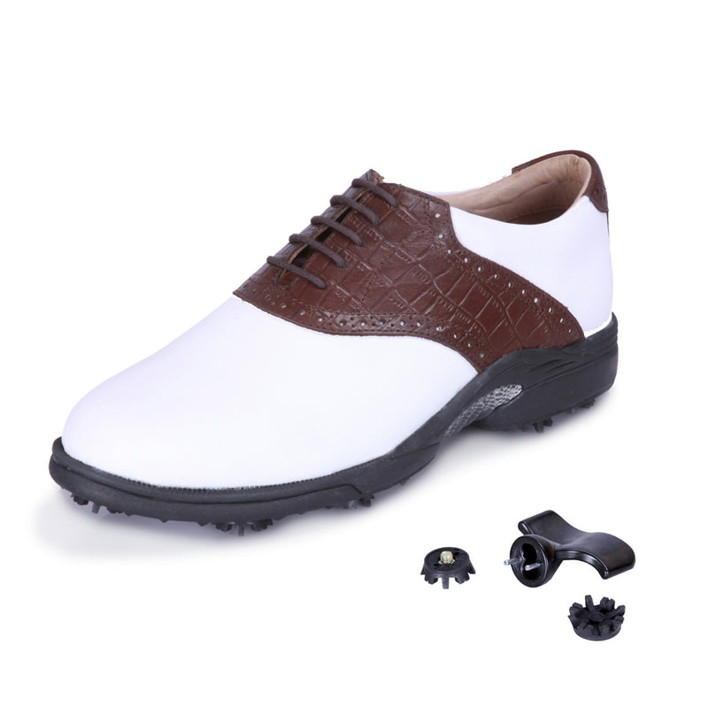 Tiger White & Brown Golf Shoes
