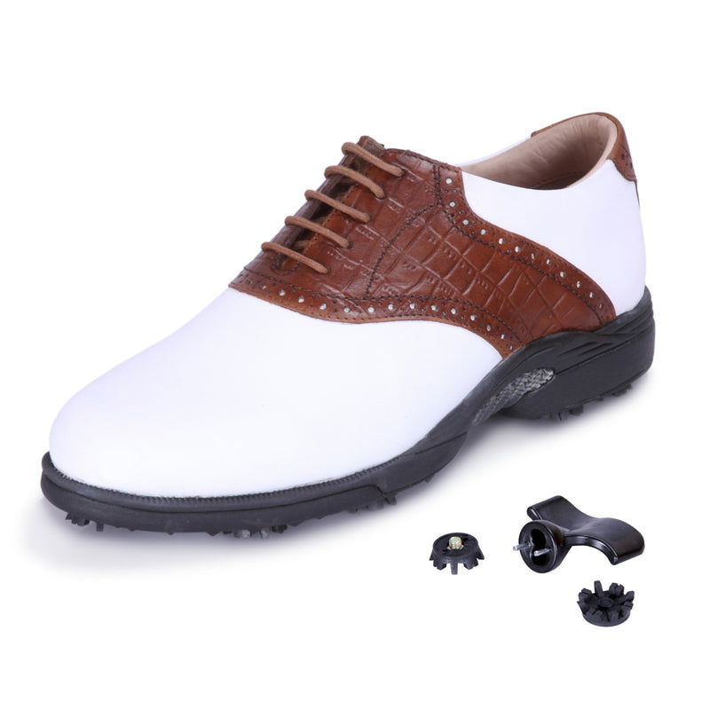 Tiger White & Tan Golf Shoes